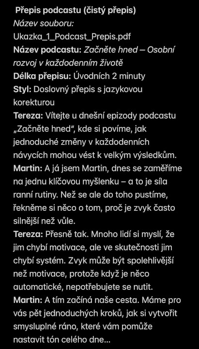 Přepíšu audio nebo video do textu (CZ/EN)