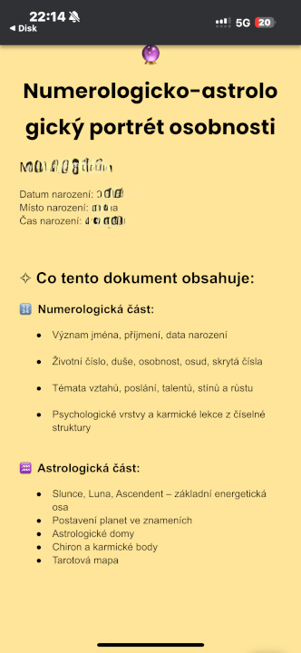 Rozbor osobnostního profilu ( Numerologie, astrologie atd.)