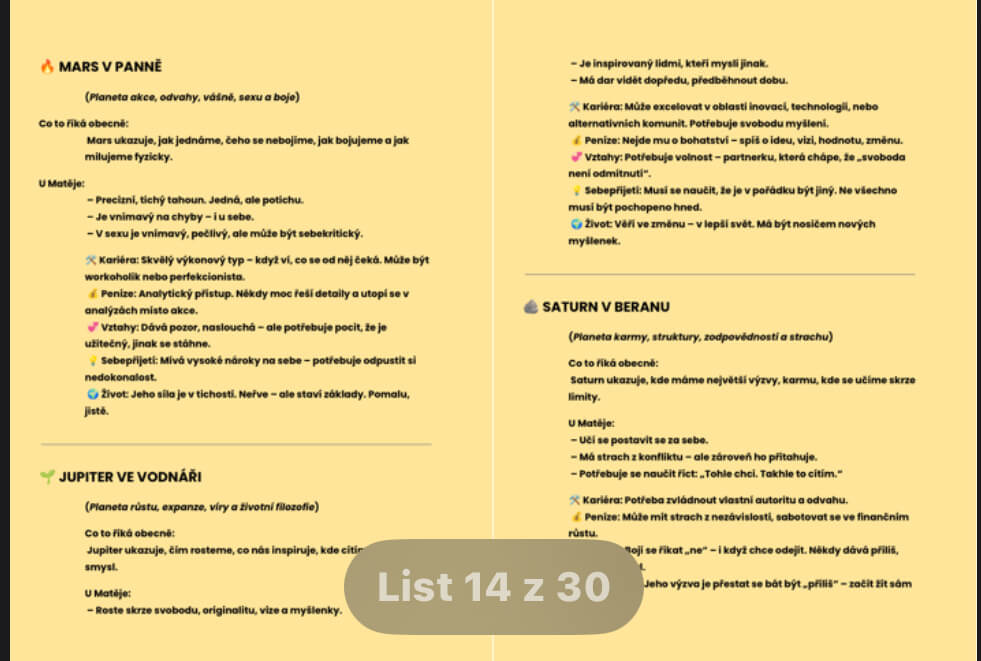 Rozbor osobnostního profilu ( Numerologie, astrologie atd.)