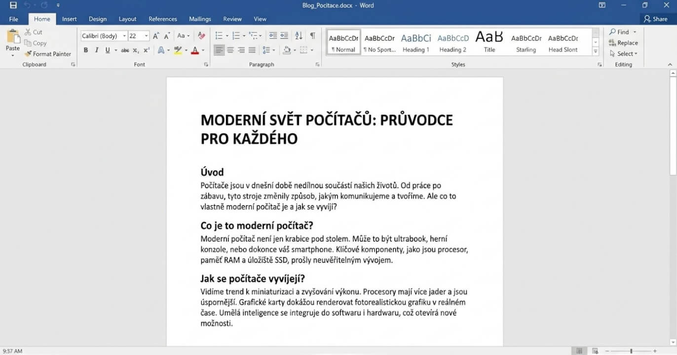 Tvorba textu na libovolné téma 