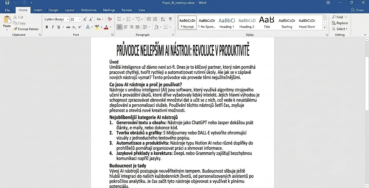 Tvorba textu na libovolné téma 