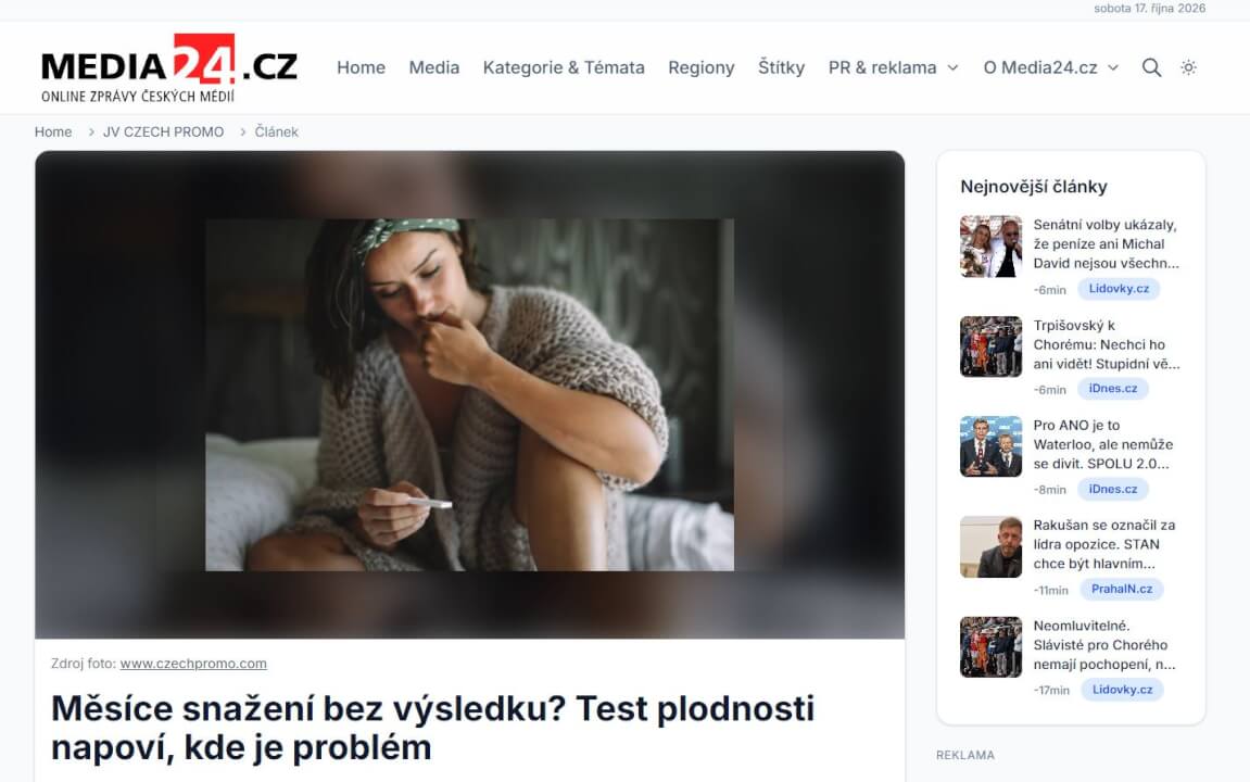 Trvalá publikace PR článku na portálu Media24.cz 