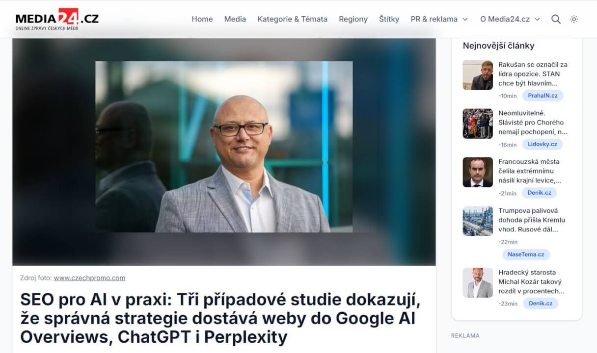 Trvalá publikace PR článku na portálu Media24.cz 