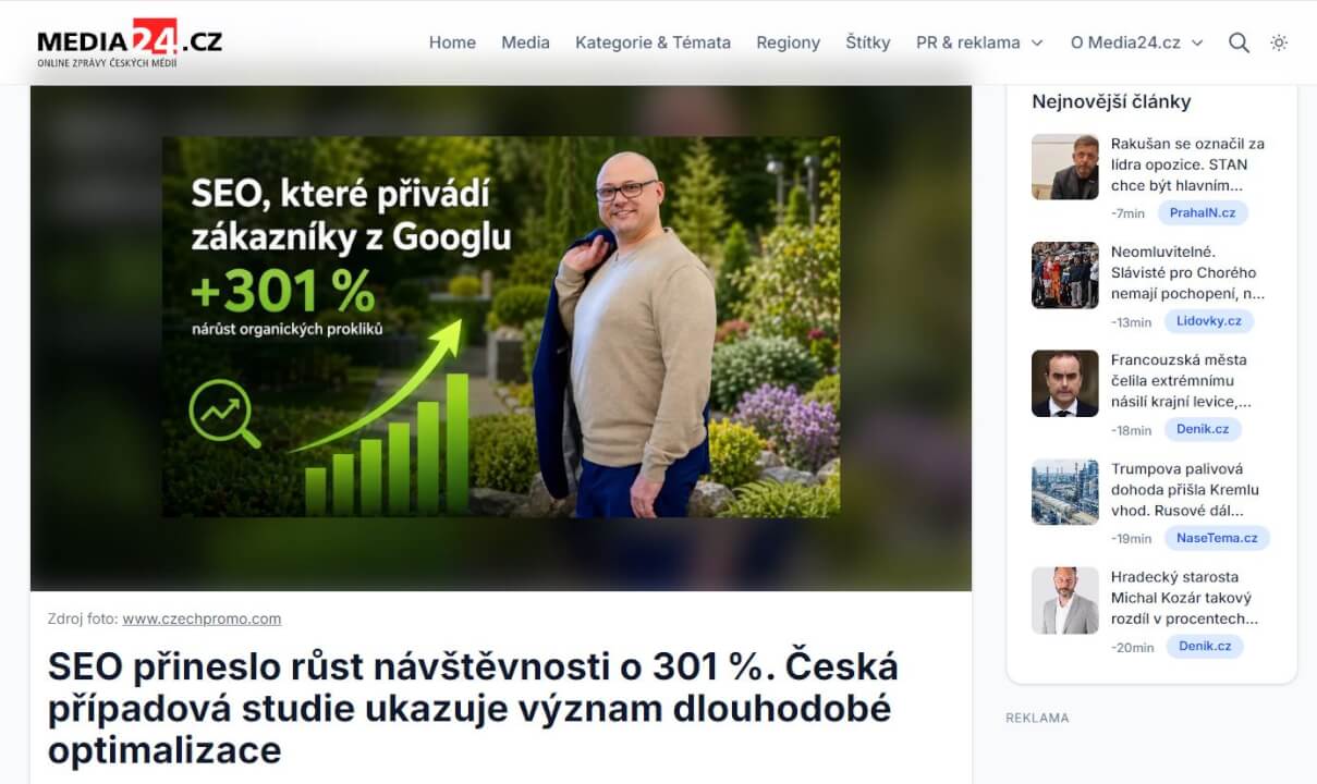 Trvalá publikace PR článku na portálu Media24.cz 